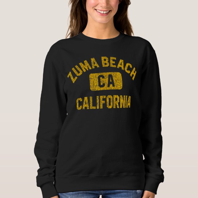 Sweatshirt Zuma Beach Ca California Gym Style Ambe Distressée (Devant)