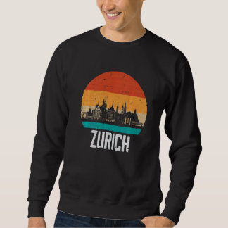 Sweatshirt Zurich Switzerland Retro Vintage Sunset Skyline Zu