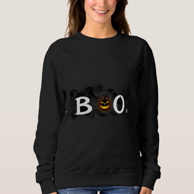 Sweatshirts d'Halloween - "BOO" impression unique (Devant)