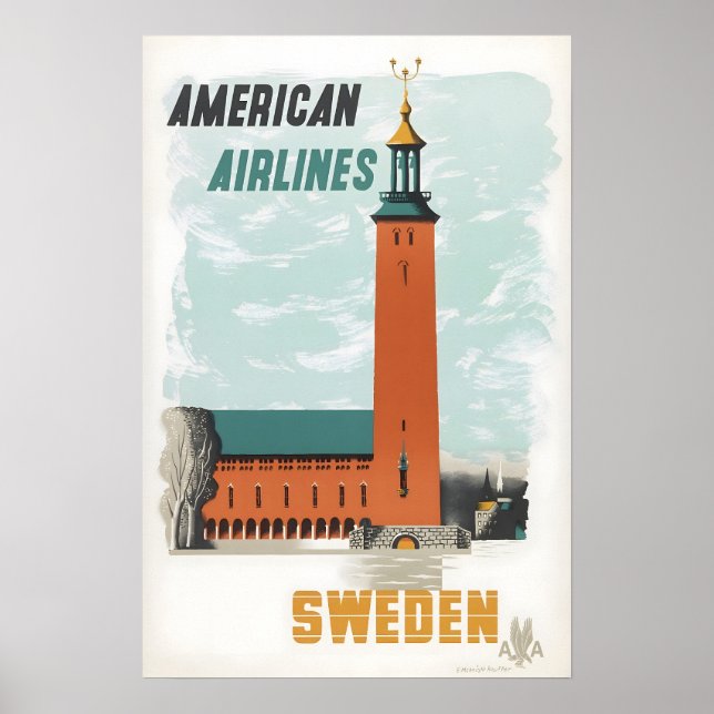 Sweden Print Swedish Art American Travel Poster Ed (Devant)