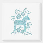 Swedish Dala Horse Green and White Magnet<br><div class="desc">A traditional Swedish Dala Horse design in teal green for horse and pony enthusiasts.</div>