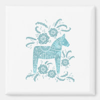Swedish Dala Horse Green and White Magnet