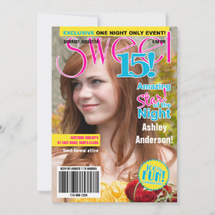 Sweet 15 Anniversaire Invitation Ado magazine mode
