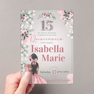 Sweet 15 Fancy et Floral Acrylique Invitation