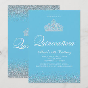 Sweet 15, Quinceanera bleu clair Invitations