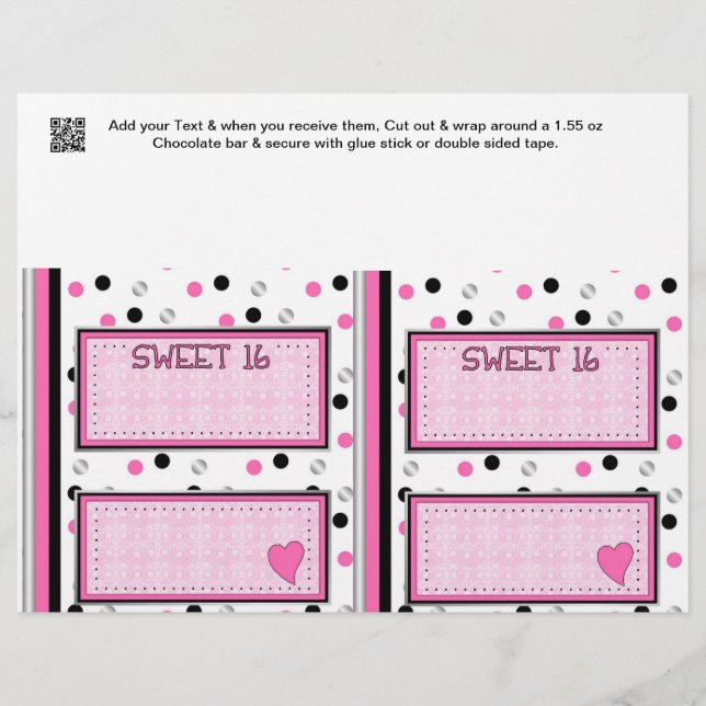 Sweet 16 Anniversaire Candy Bar Wrappers Favoris (Devant)