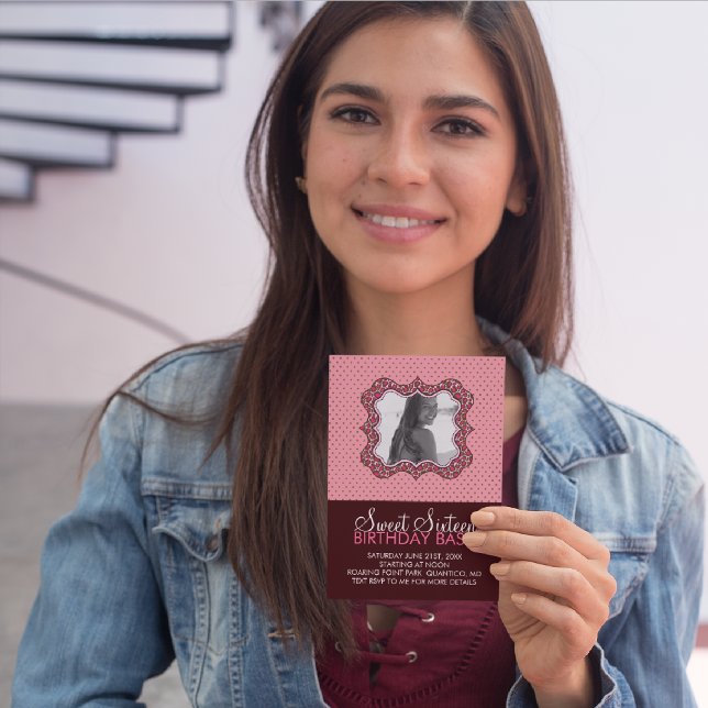 Sweet 16 Anniversaire Carte photo de Bash Invitati (Créateur téléchargé)