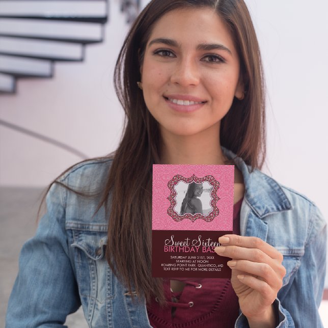Sweet 16 Anniversaire Carte photo de Bash Invitati (Créateur téléchargé)