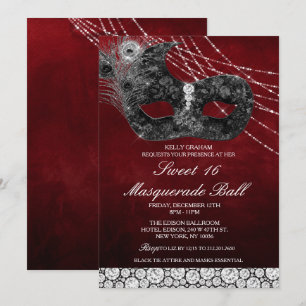 Sweet 16 Anniversaire Diamond Mask Invitation