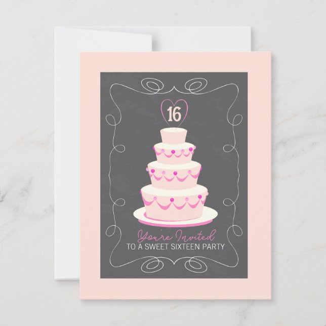 Sweet 16 Anniversaire Fête Invitation (Devant)
