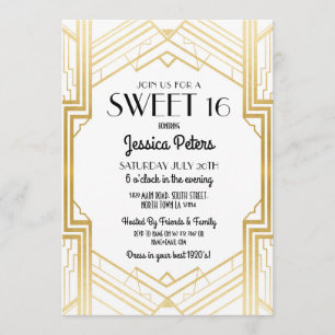 Sweet 16 Anniversaire Gatsby Art Déco Invitation