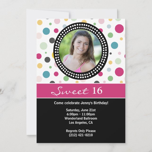 Sweet 16 Anniversaire Invitation (Devant)