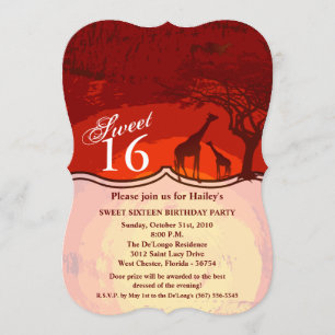 Sweet 16 Anniversaire Invitation Africain Safari G