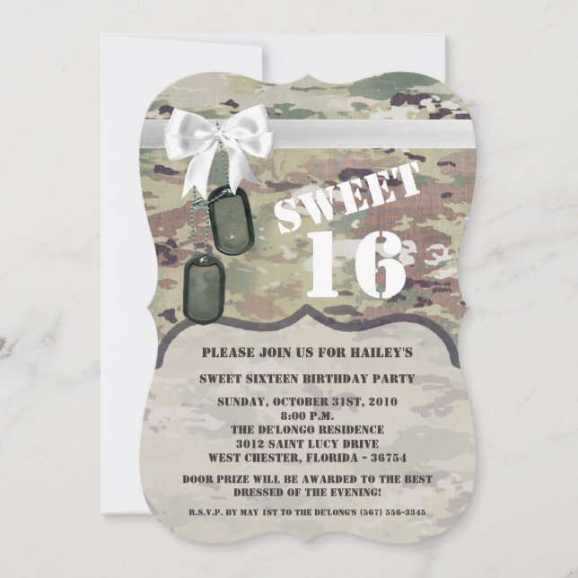 Sweet 16 Anniversaire Invitation Armée OCP Camo Un (Devant)