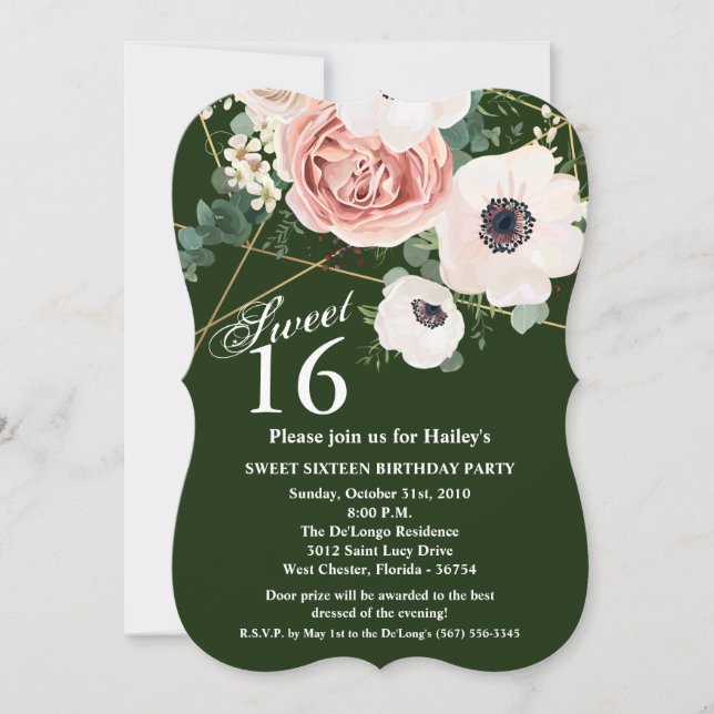 Sweet 16 Anniversaire Invitation chasse de jardin  (Devant)