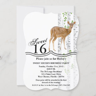 Sweet 16 Anniversaire Invitation Deer Doe Woodland