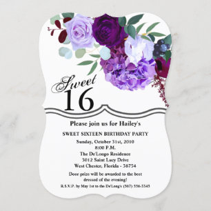 Sweet 16 Anniversaire Invitation Lavande Hibiscus 