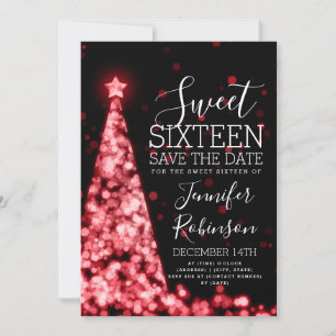 Sweet 16 Anniversaire Invitation Rouge Noël