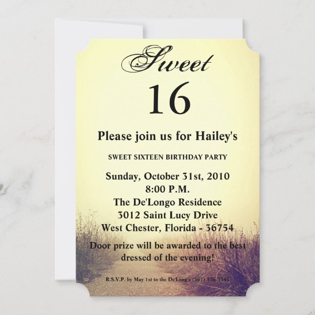 Sweet 16 Anniversaire Invitation Sunrise Pathway P (Devant)
