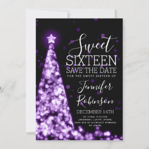 Sweet 16 Anniversaire Invitation Violet Noël