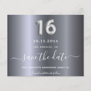 Sweet 16 anniversaire métal argenté enregistrer la