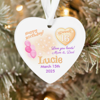 Sweet 16 anniversaire personnalisé cadeau de coeur