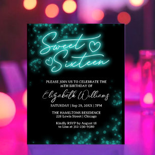 Sweet 16 Anniversaire Turquoise Neon Glow Budget I