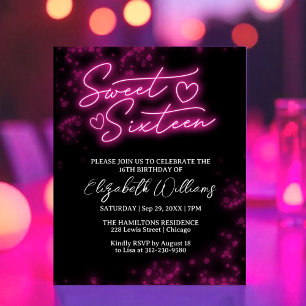 Sweet 16 Anniversaires Hot rose Neon brillant budg