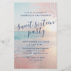 Sweet 16 Beach Party Invitation BUDGET PAPIER FLYE