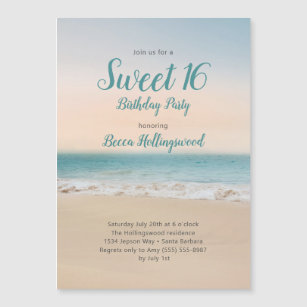 Sweet 16 Beach Theme Party Invitation