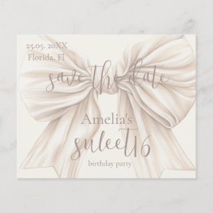 Sweet 16 Beige Bow Aquarelle Enregistrer la date