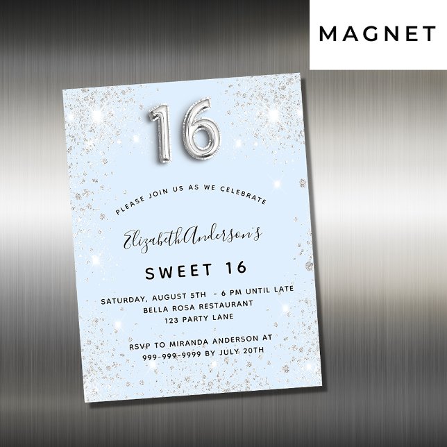 Sweet 16 bleu argent parties scintillant aimant in (Créateur téléchargé)