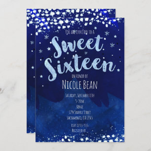 Sweet 16 Blue Winter Wonderland Invitations étoilé