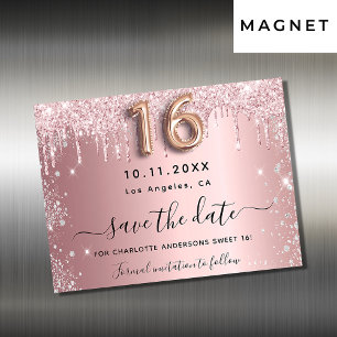 Sweet 16 blush rose argent enregistrer l'aimant da