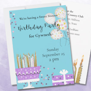 Sweet 16 bougies Anniversaire Invitation