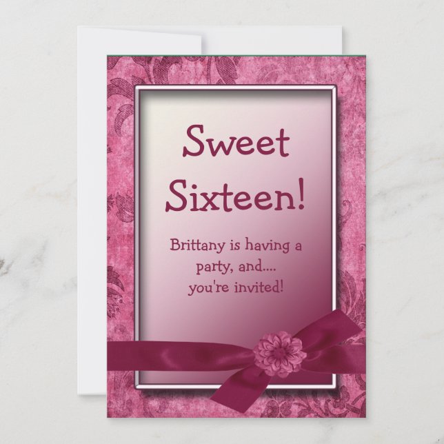 Sweet 16 Burgundy Birthday Party Invitation (Devant)