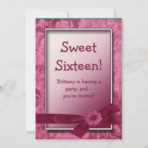 Sweet 16 Burgundy Birthday Party Invitation