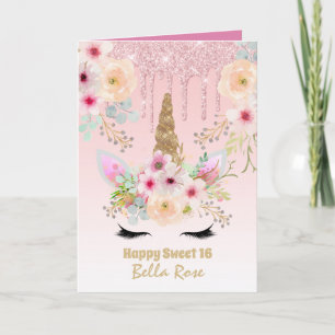 Sweet 16 Carte Anniversaire Personnalisée Cute Uni