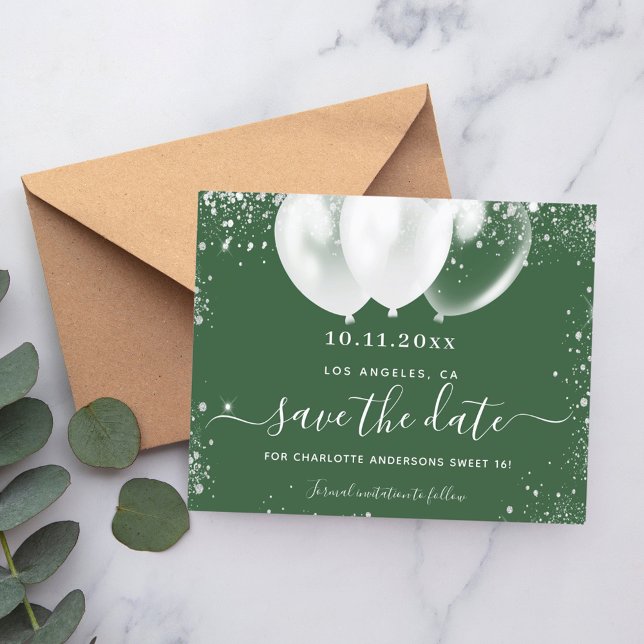 Sweet 16 chasseur vert blanc enregistrer la carte (Créateur téléchargé)
