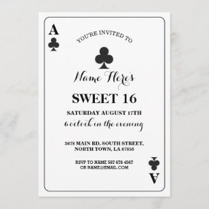 Sweet 16 Clubs Jouer Carte Vegas Anniversaire Ace