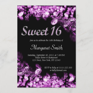 Sweet 16 Diamonds Purple Invitation