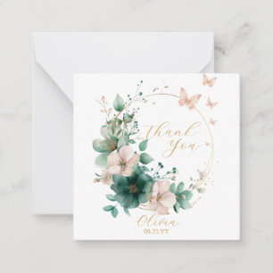 Sweet 16 Emerald Green Floral Merci Cartes