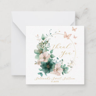 Sweet 16 Emerald Green Floral Merci Cartes