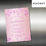 Sweet 16 fête rose étoiles invitation aimant<br><div class="desc">Un aimant d'invitation moderne,  élégant et glamour pour une fête de 16 ans Sweet pour une fille. Un arrière - plan rose décoré d'étoiles. Personnalisez et ajoutez un nom et des détails du parti.</div>