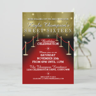 Sweet 16 Glamour Red Carpet Party Invitations