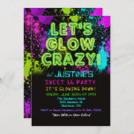Sweet 16 Glow Party Anniversaire Invitation<br><div class="desc">Fête de la danse lueur dans la douceur foncée 16 Invitation d'anniversaire</div>
