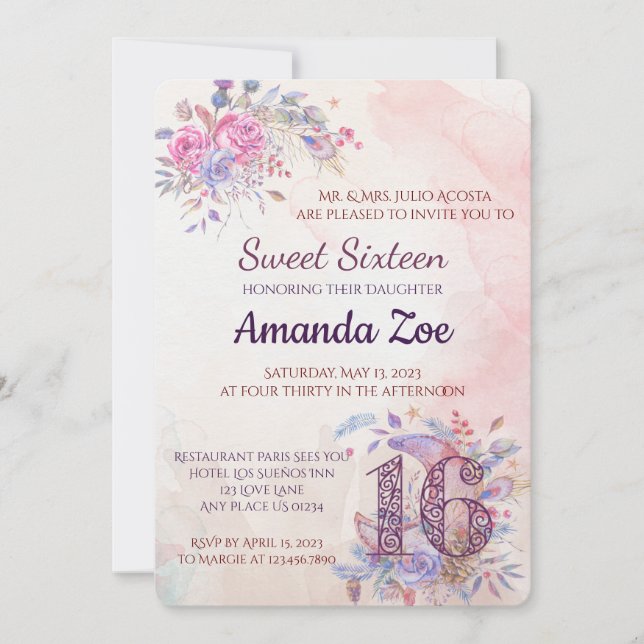 Sweet 16 Invitation (Devant)