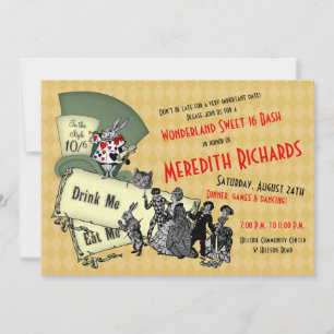 Sweet 16 Invitation Anniversaire Mad Hatter Wonder