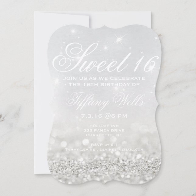 Sweet 16 Invitation de fête d'anniversaire | Silve (Devant)