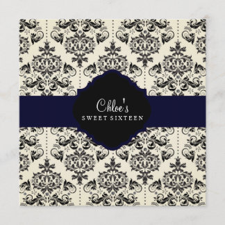 Sweet 16 | Invitation en damas bleu et noir